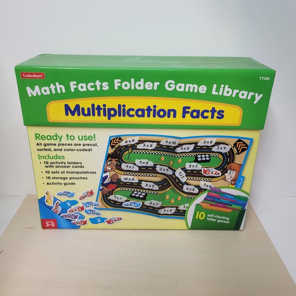 Lakeshore Math Facts Folder Game Library Multiplication Facts TT328 Homeschool - Picture 1 of 7